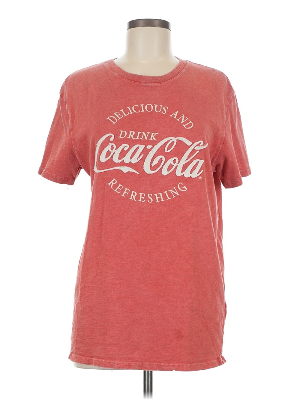 Lucky Brand Faded Red Graphic Appliqué Coca-Cola Coke Short Sleeve Tee Medium